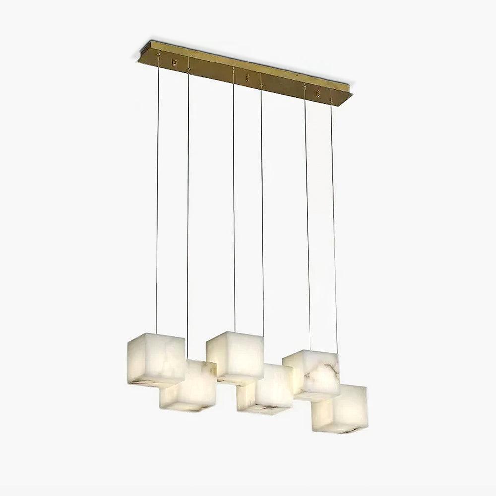 Ariane Linear Alabaster Cube Pendant Chandelier