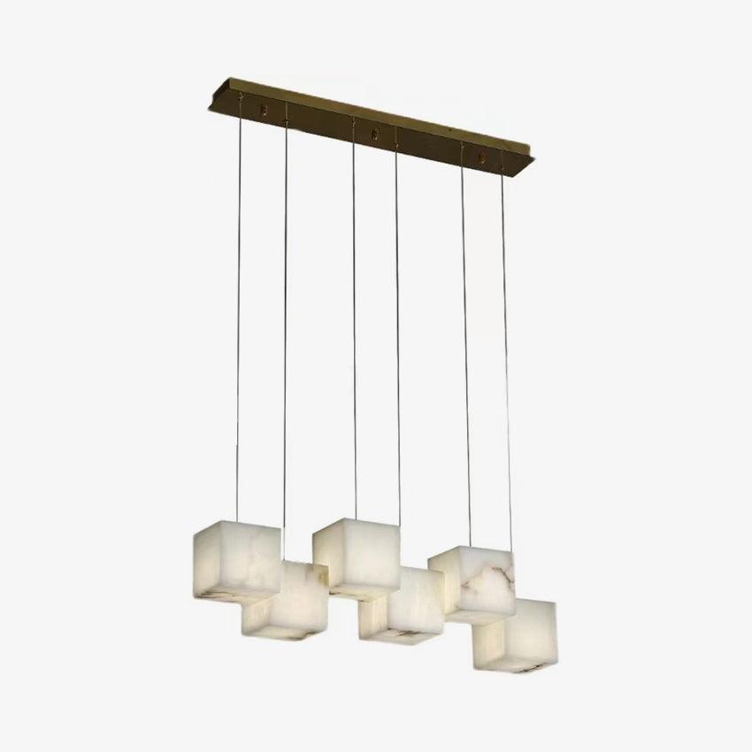 Ariane Linear Alabaster Cube Pendant Chandelier