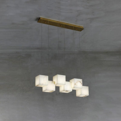 Ariane Linear Alabaster Cube Pendant Chandelier
