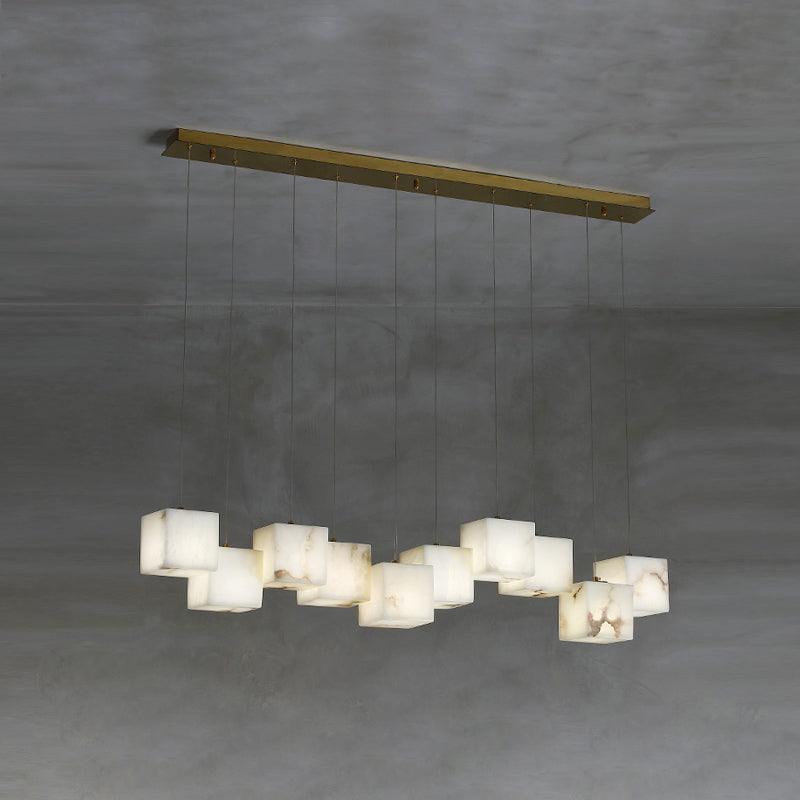 Ariane Linear Alabaster Cube Pendant Chandelier