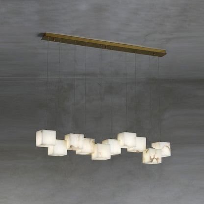 Ariane Linear Alabaster Cube Pendant Chandelier