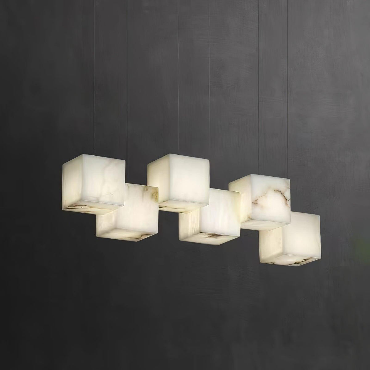 Ariane Linear Alabaster Cube Pendant Chandelier