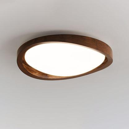Noyer Walnut Curved Edge LED Flush Mount Ceiling Light