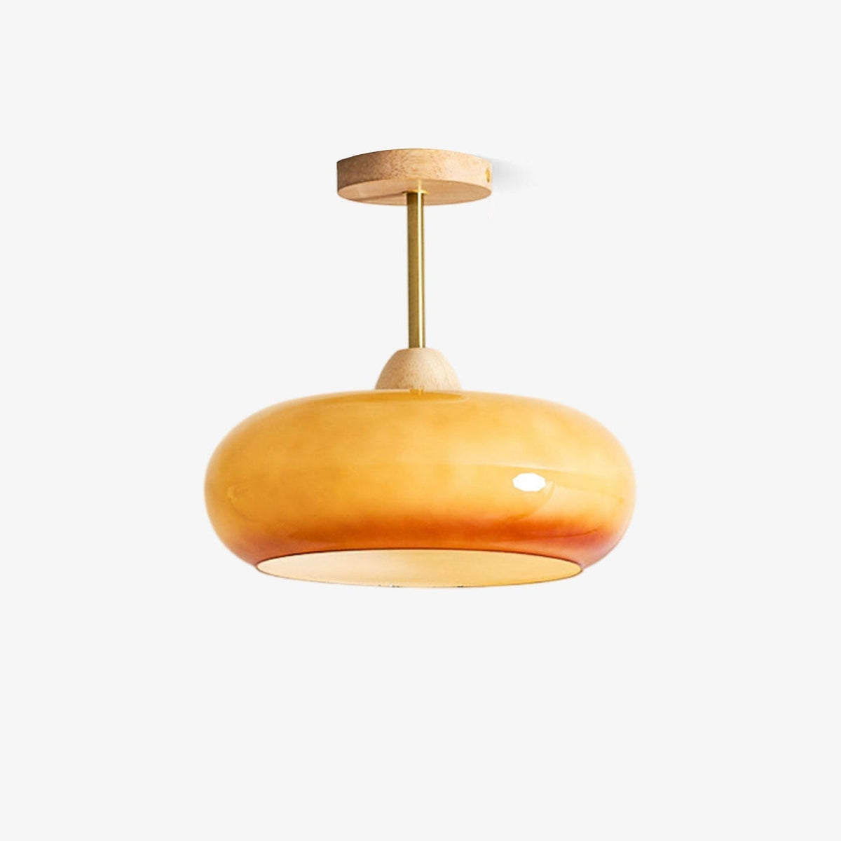 Disca Bauhaus Glass Disc Wood Ceiling Light