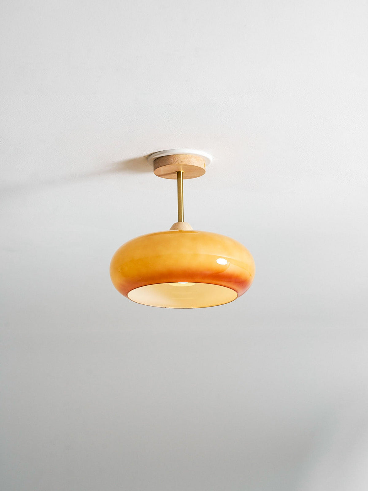 Disca Bauhaus Glass Disc Wood Ceiling Light