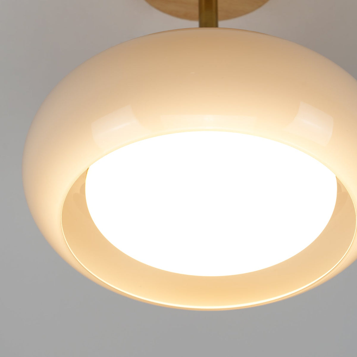 Disca Bauhaus Glass Disc Wood Ceiling Light