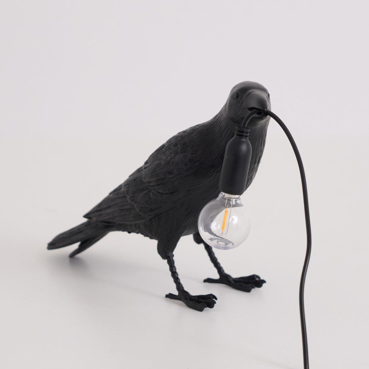 Corbeau Resin Raven Sculpture Edison Bulb Table Lamp