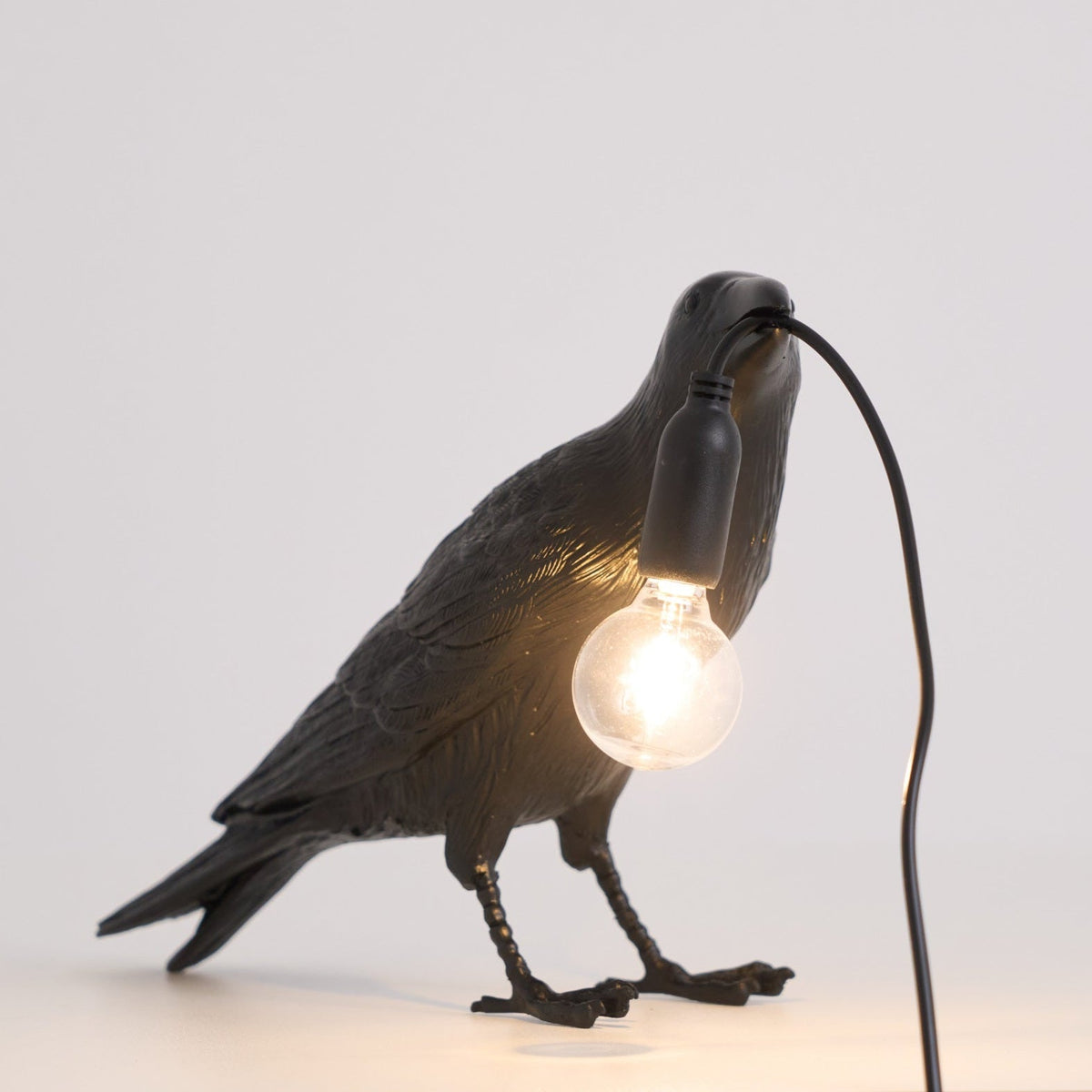 Corbeau Resin Raven Sculpture Edison Bulb Table Lamp