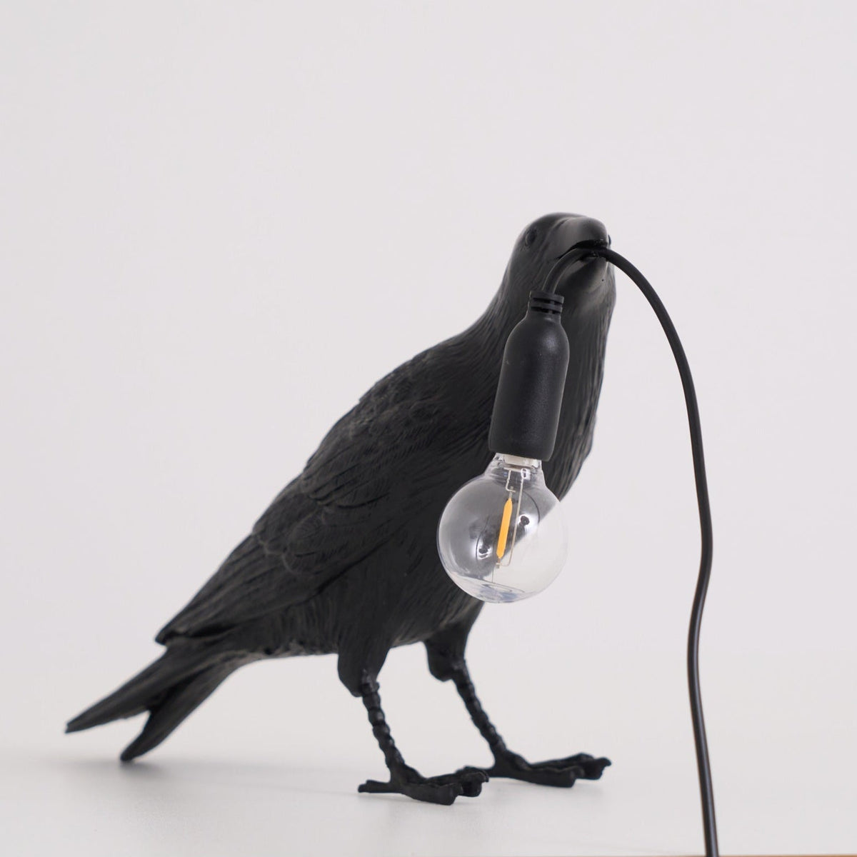 Corbeau Resin Raven Sculpture Edison Bulb Table Lamp