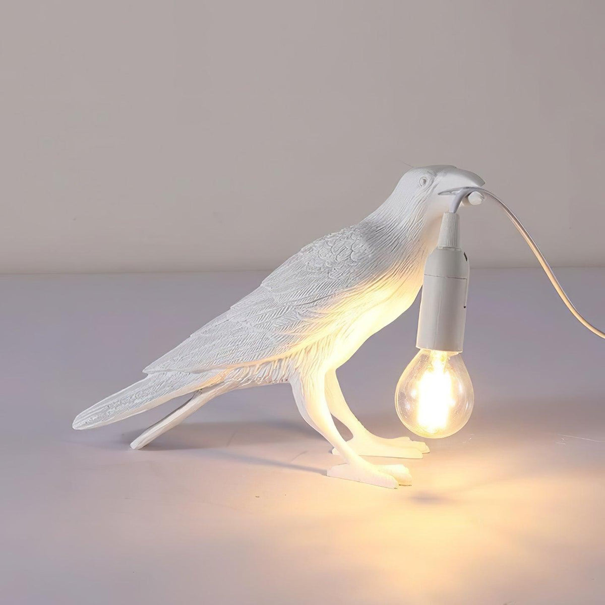 Corbeau Resin Raven Sculpture Edison Bulb Table Lamp