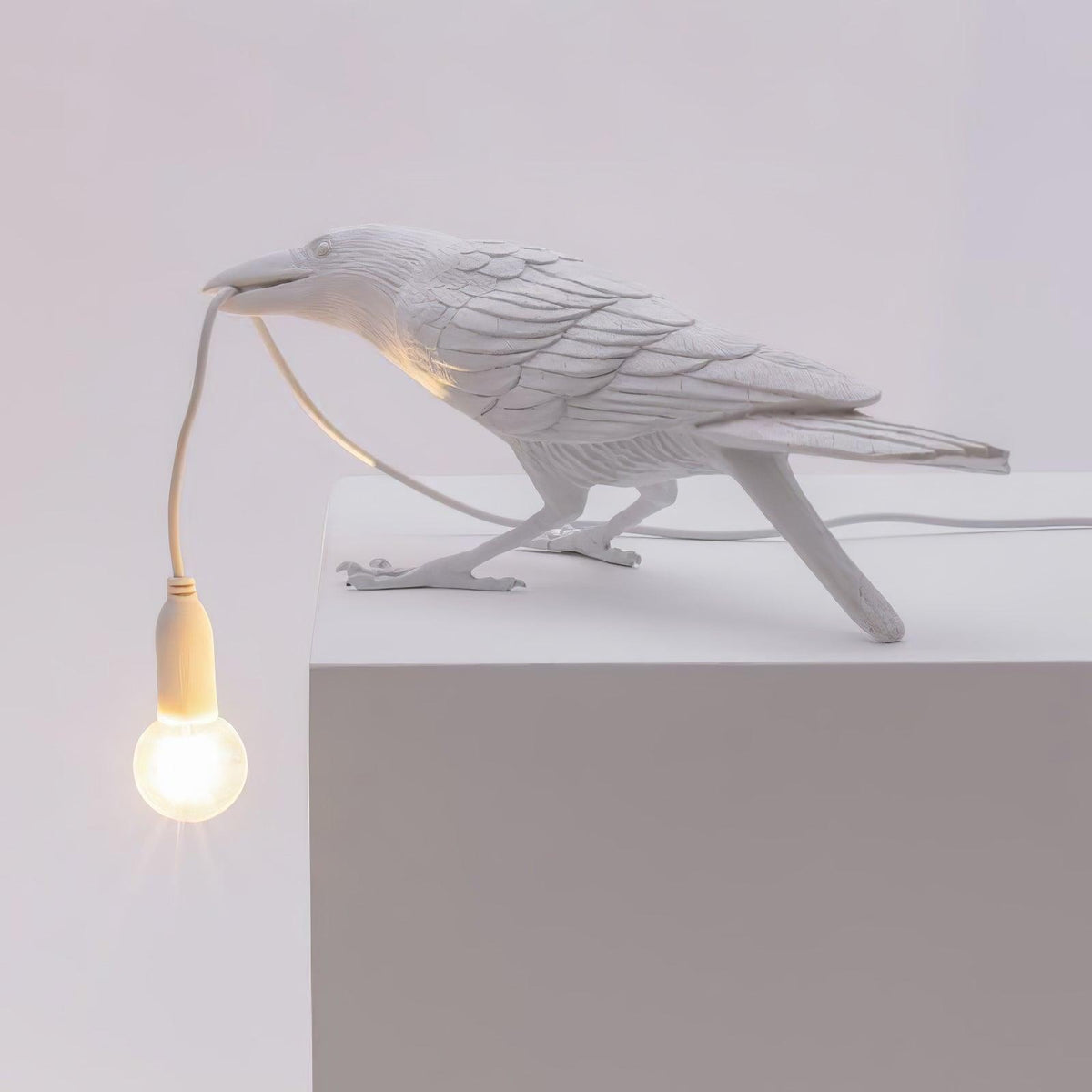 Corbeau Resin Raven Sculpture Edison Bulb Table Lamp