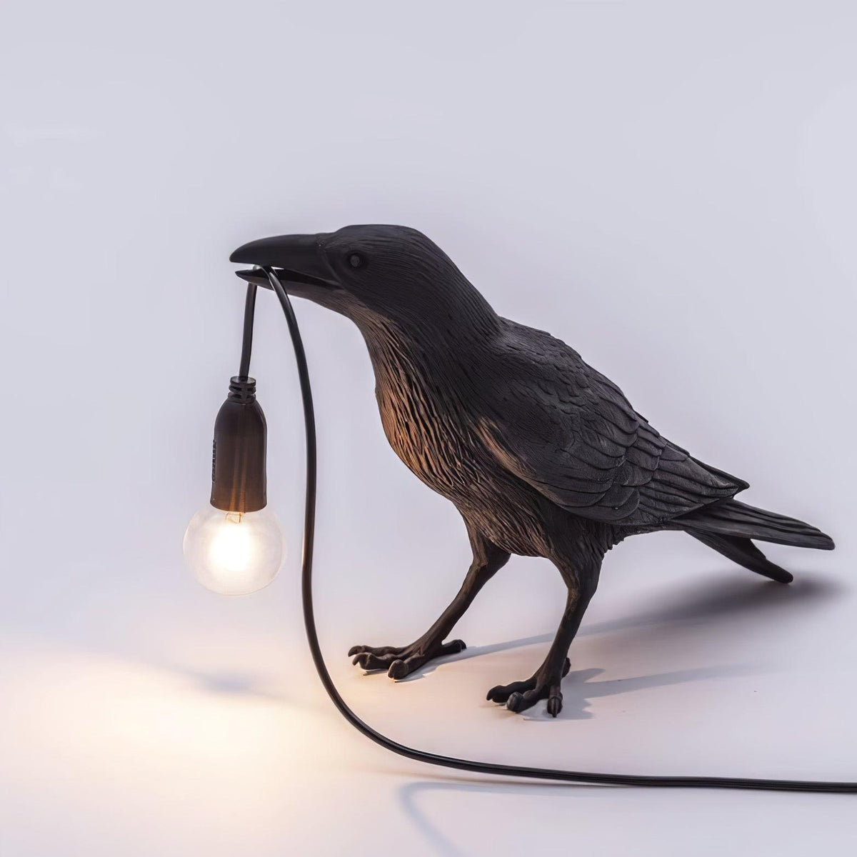 Corbeau Resin Raven Sculpture Edison Bulb Table Lamp