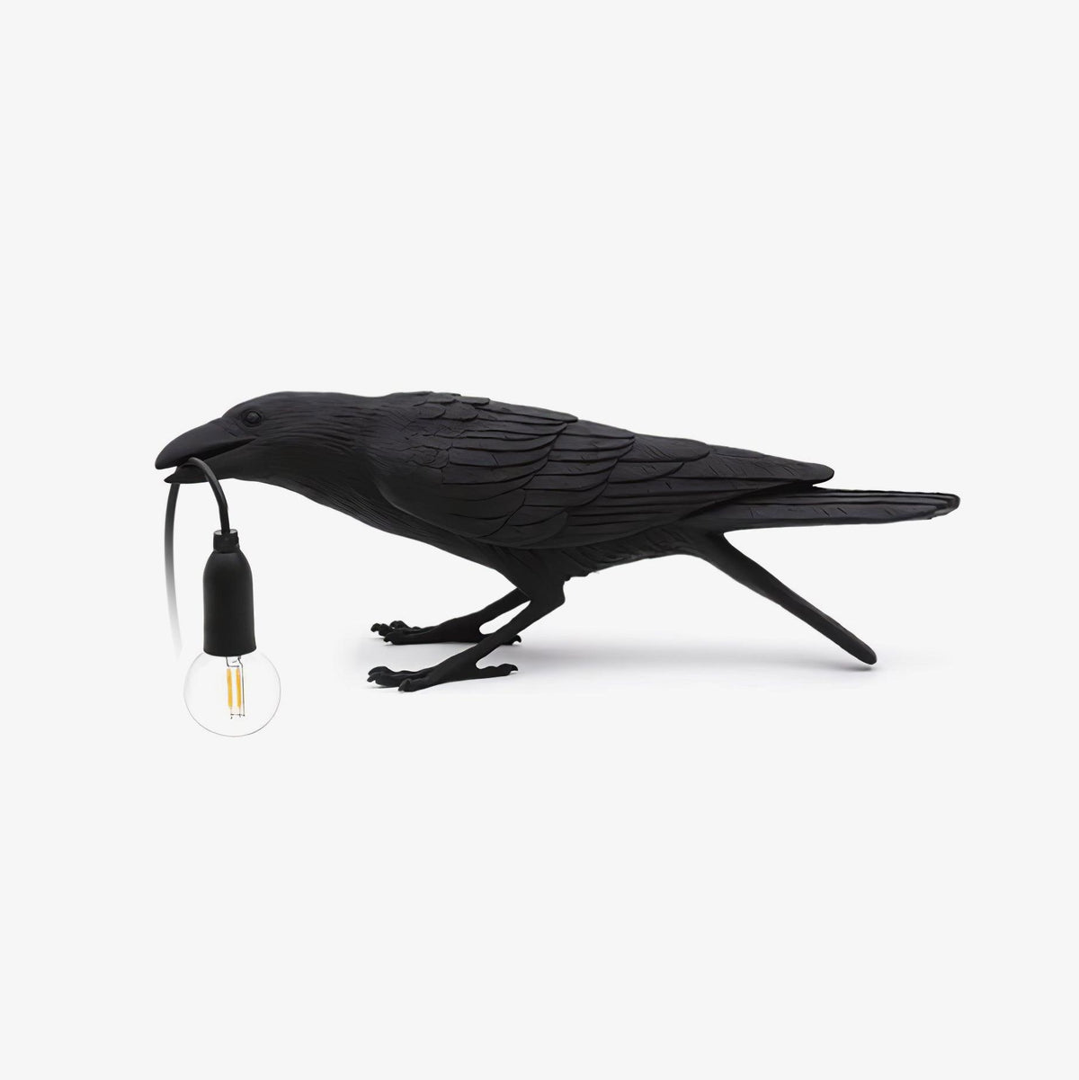Corbeau Resin Raven Sculpture Edison Bulb Table Lamp