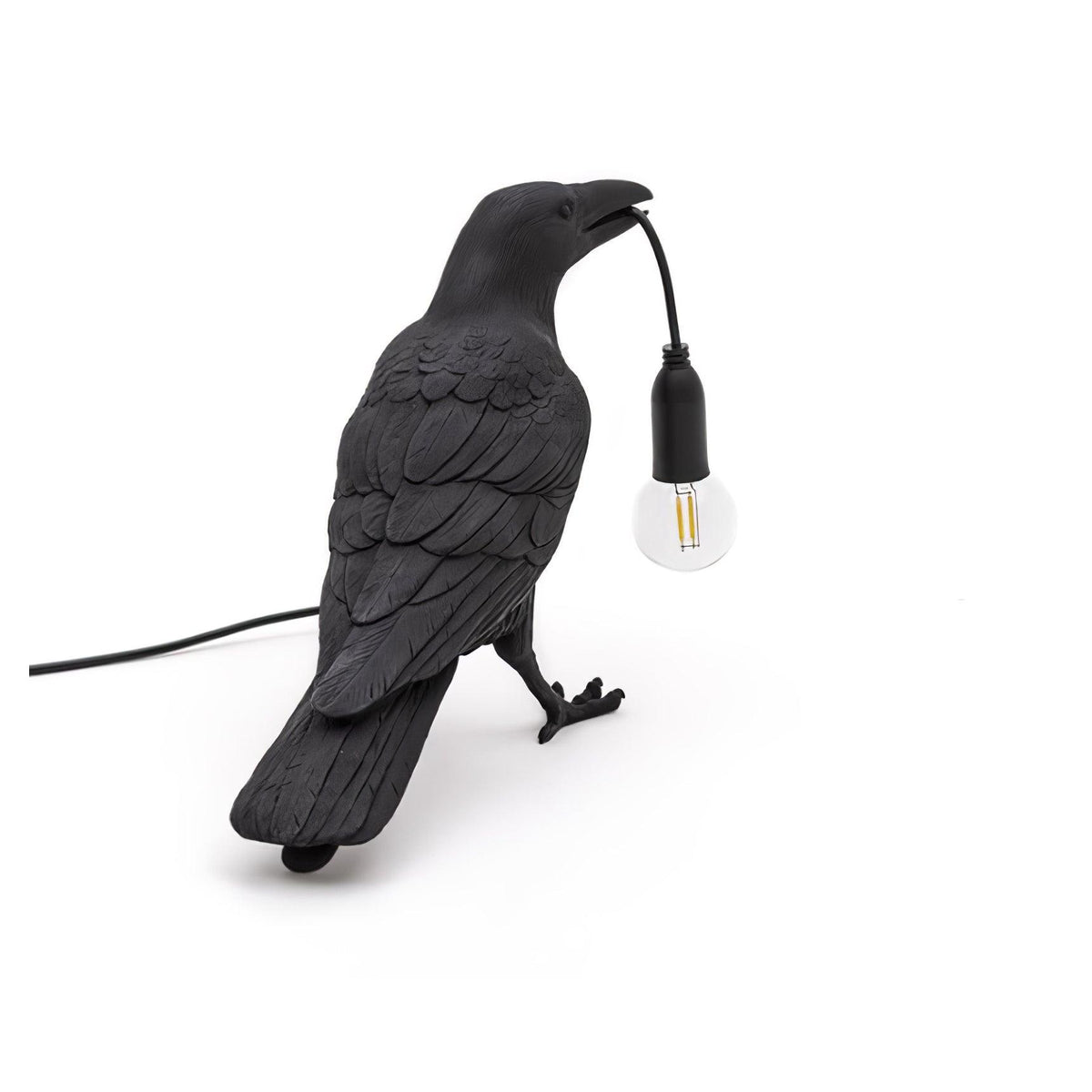 Corbeau Resin Raven Sculpture Edison Bulb Table Lamp