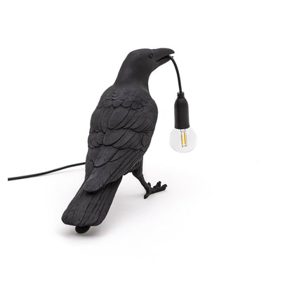 Corbeau Resin Raven Sculpture Edison Bulb Table Lamp