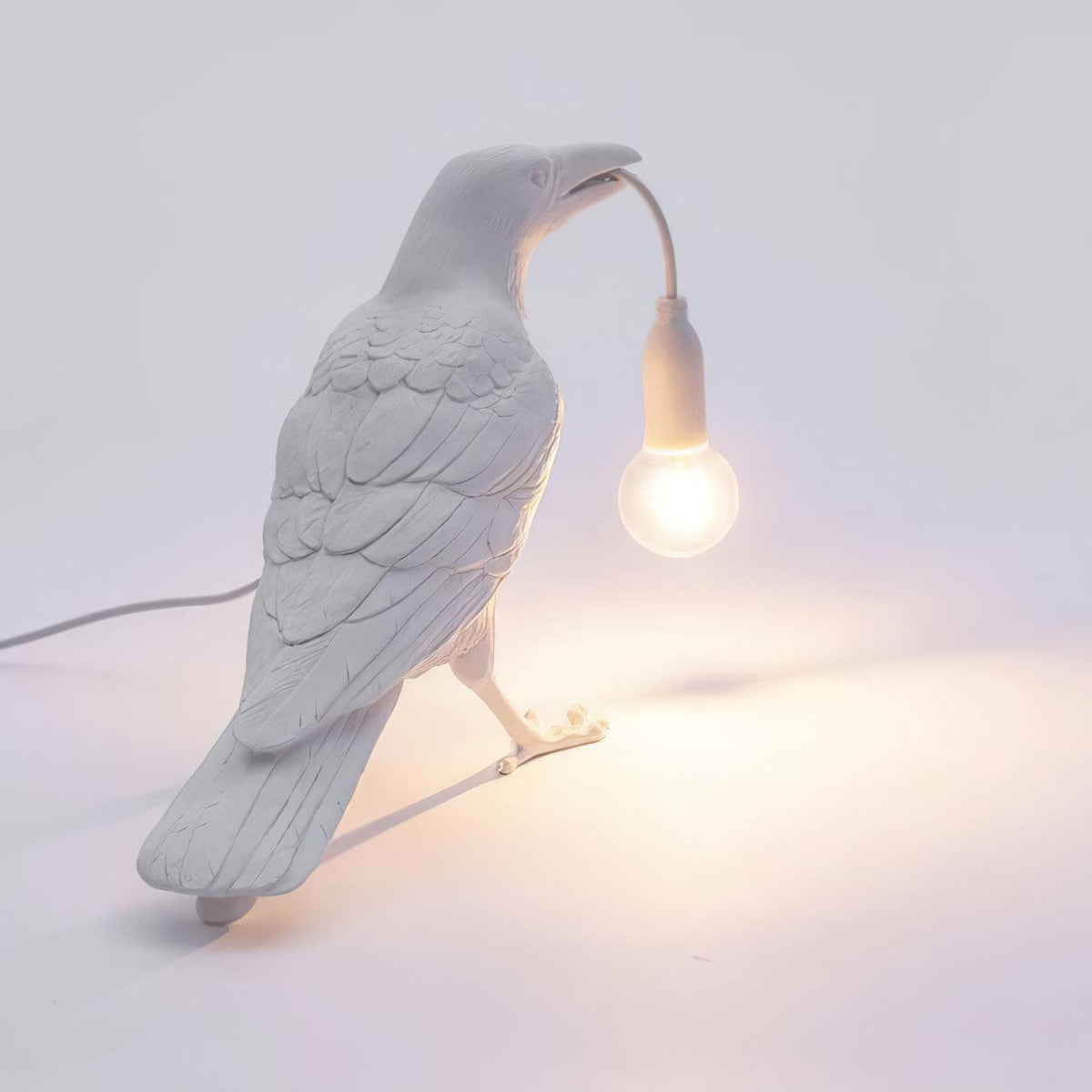 Corbeau Resin Raven Sculpture Edison Bulb Table Lamp