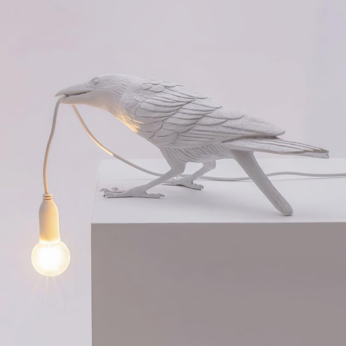 Corbeau Resin Raven Sculpture Edison Bulb Table Lamp