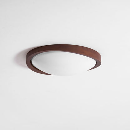 Noyer Walnut Curved Edge LED Flush Mount Ceiling Light