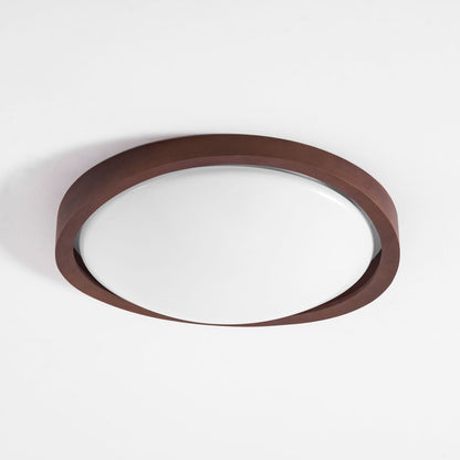 Noyer Walnut Curved Edge LED Flush Mount Ceiling Light