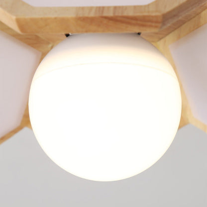 Maelle Wood Lotus Semi Flush Ceiling Light