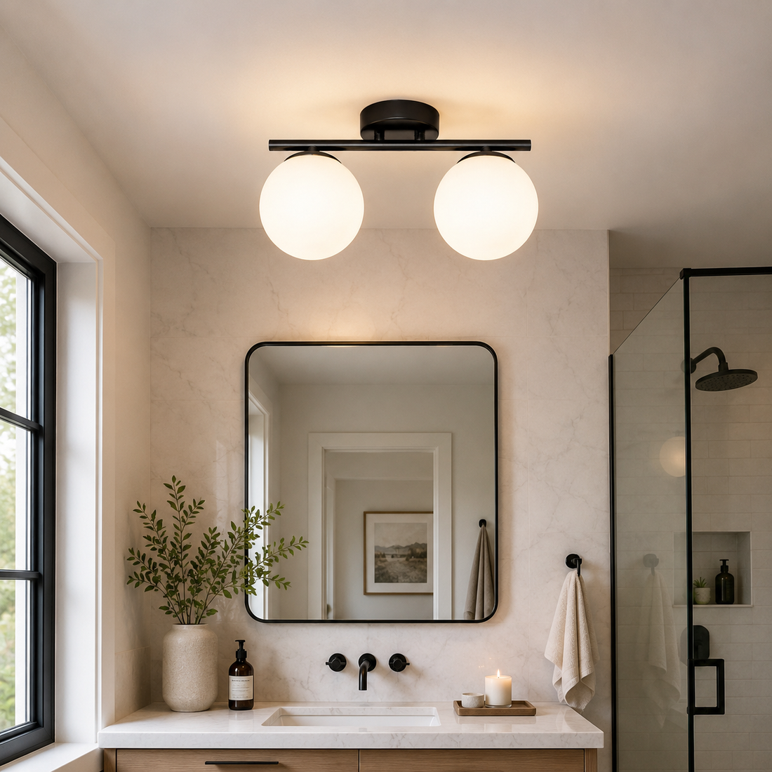 Lumière French Globe Semi-Flush Ceiling Light