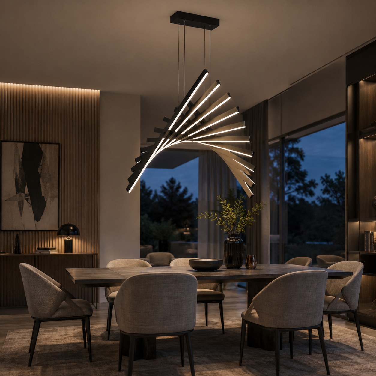 Nyxara Fishbone LED Linear Pendant Light