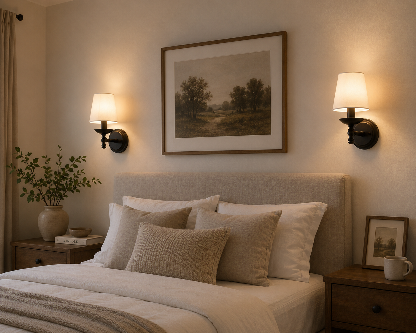 Lunette Rustic Fabric Wall Sconce