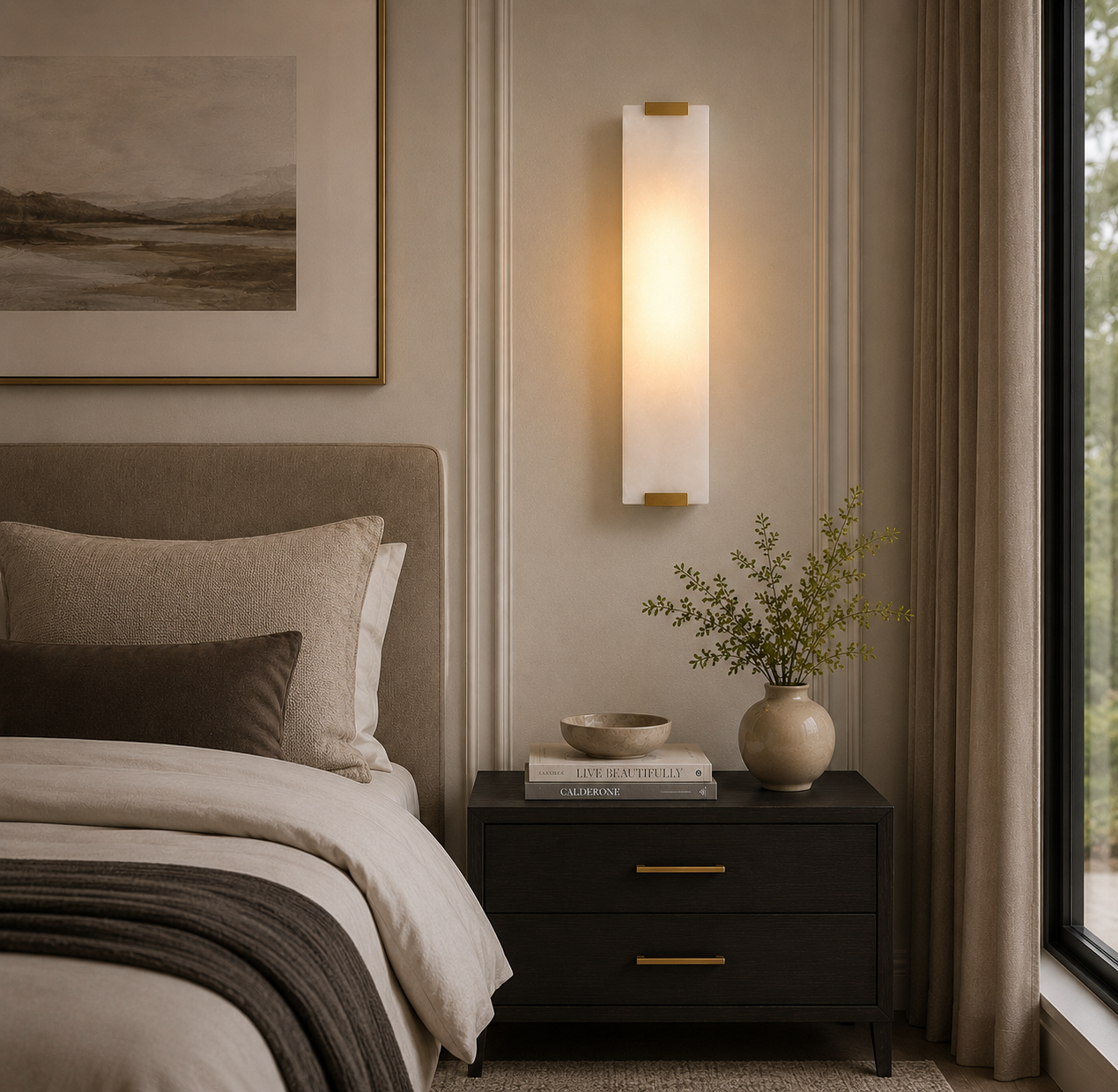 Marbella Modern Marble &amp; Brass Wall Sconce