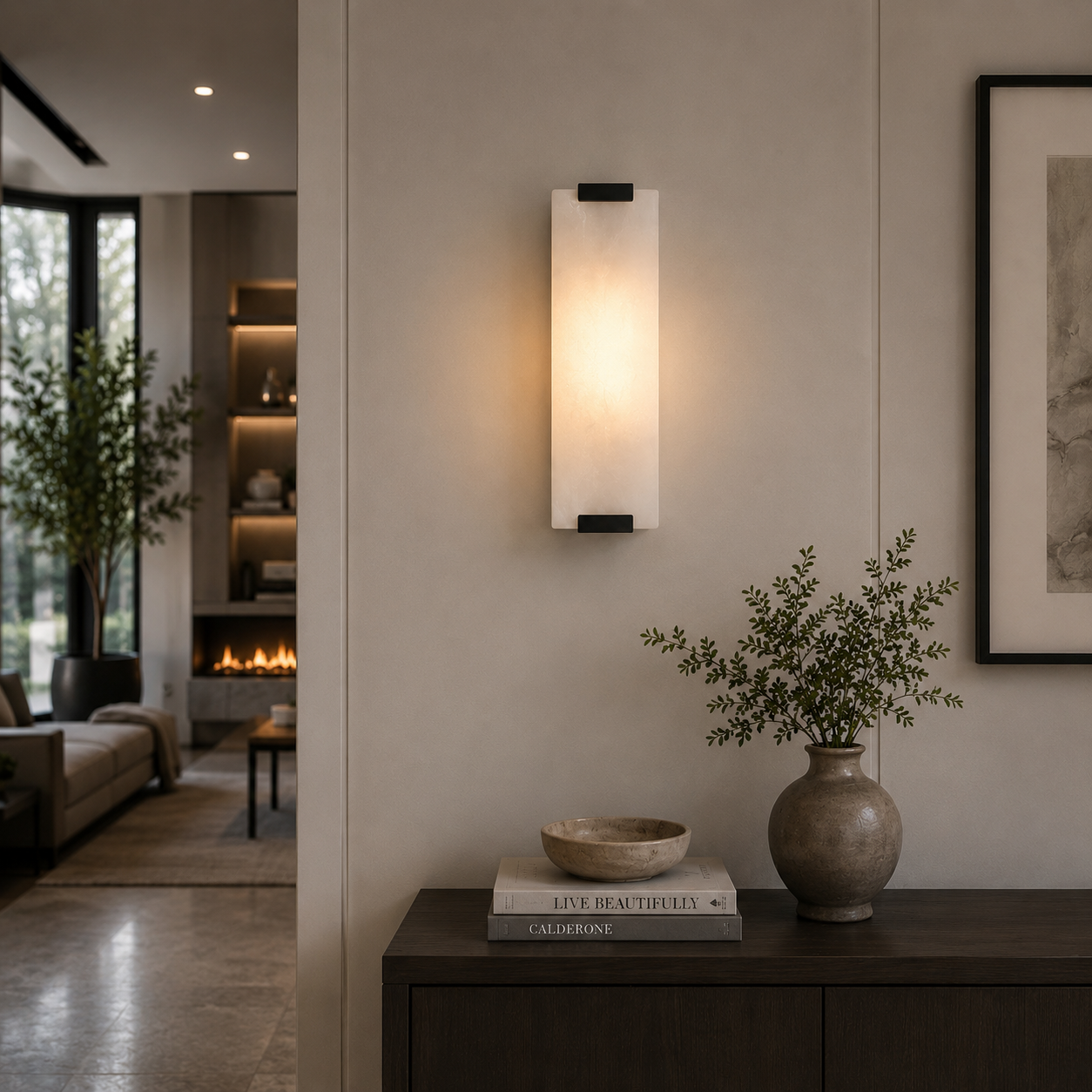 Marbella Modern Marble &amp; Brass Wall Sconce