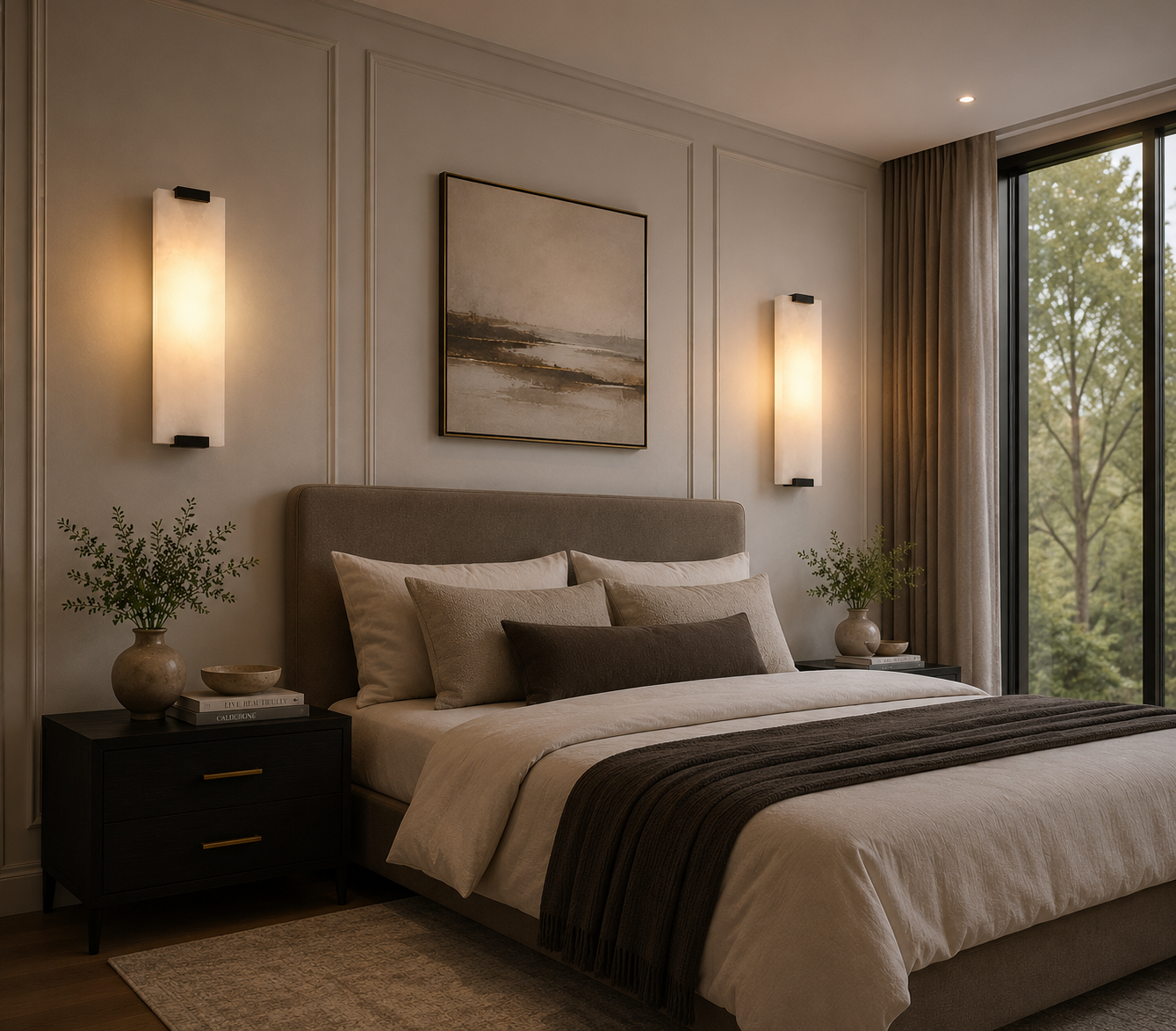 Marbella Modern Marble &amp; Brass Wall Sconce
