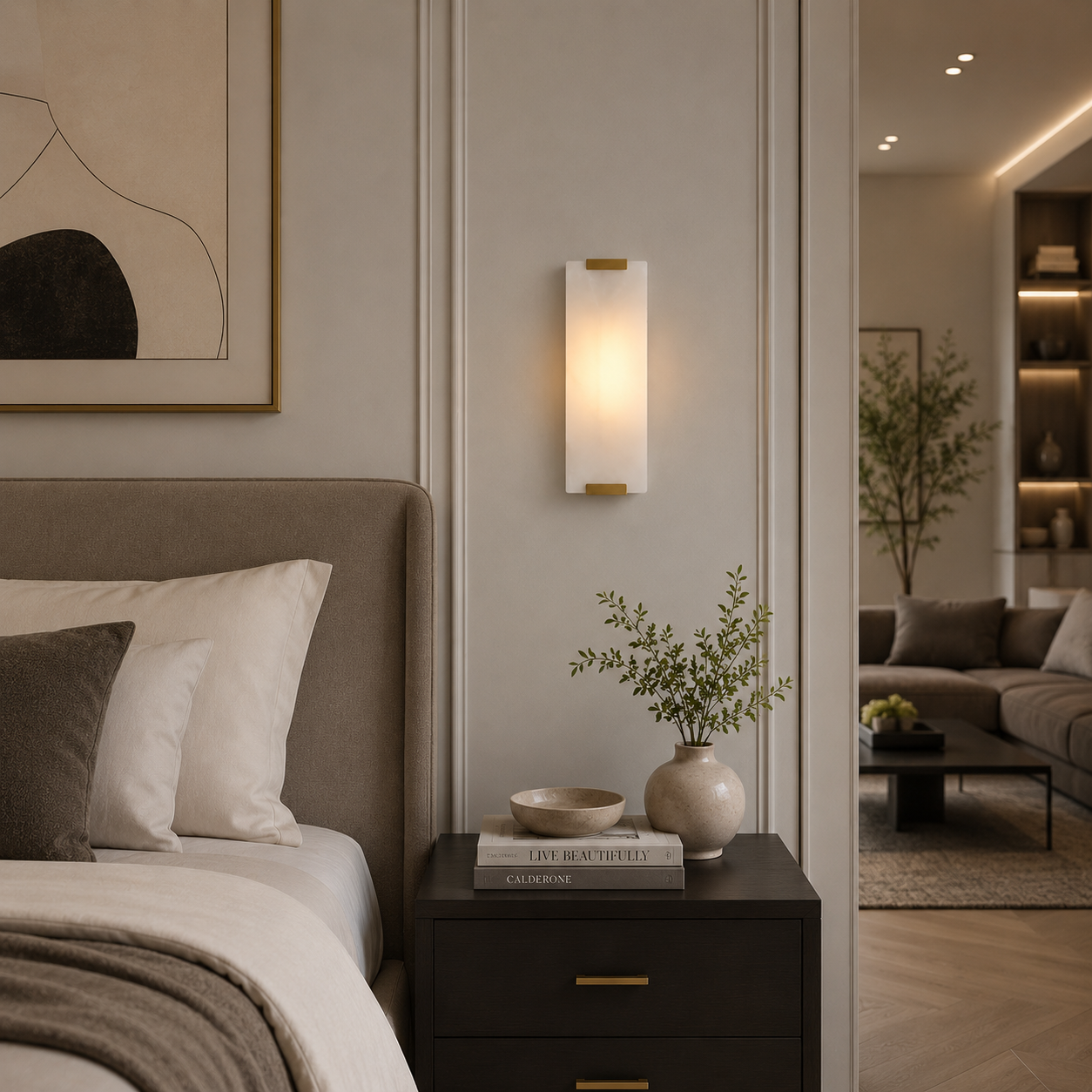 Marbella Modern Marble &amp; Brass Wall Sconce