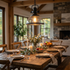Verdana clear glass pendant over farmhouse dining table