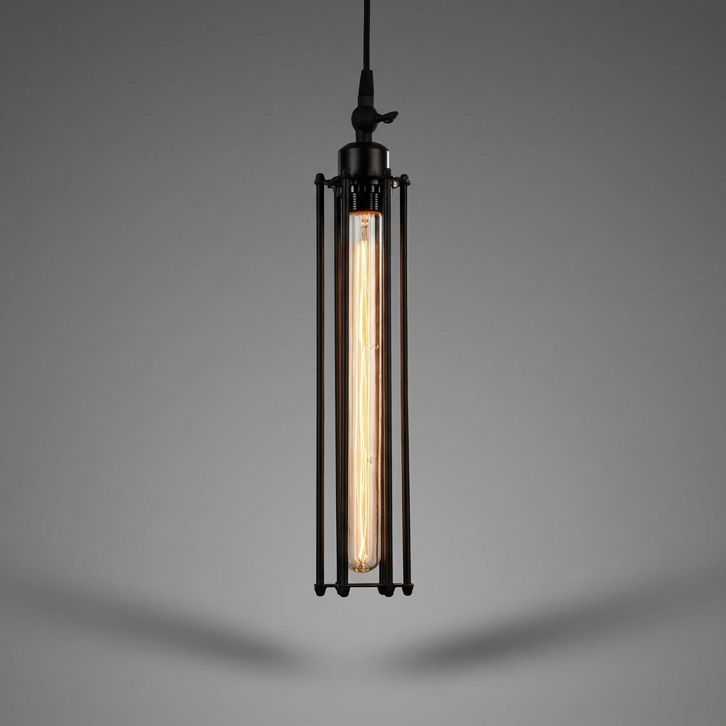 Cadence tube glass pendant on grey studio background