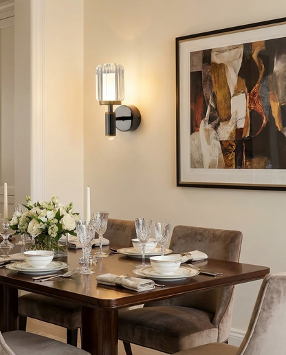 Prism Clear Acrylic Wall Sconce in dining room