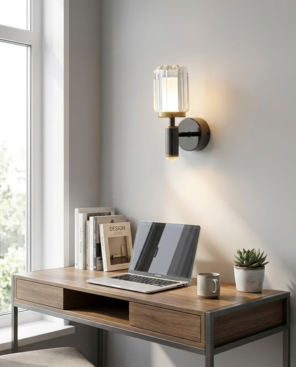 Prism Clear Acrylic Wall Sconce in home office