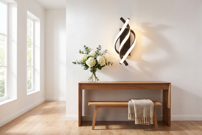 Helix Spiral LED Wall Sconce in a modern entryway hallway