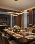 Vellora gold infinity chandelier over a formal dining table