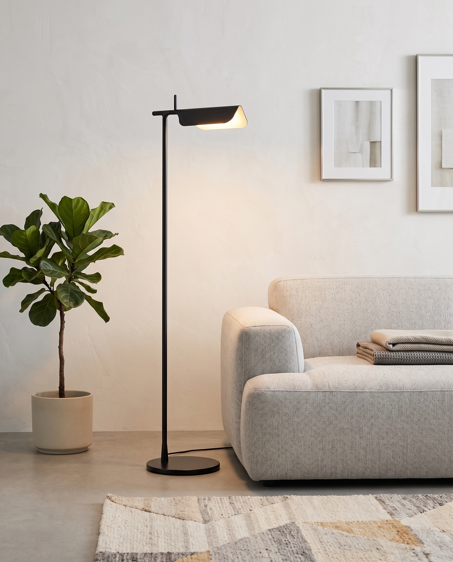 Black Halden floor lamp in a modern living room