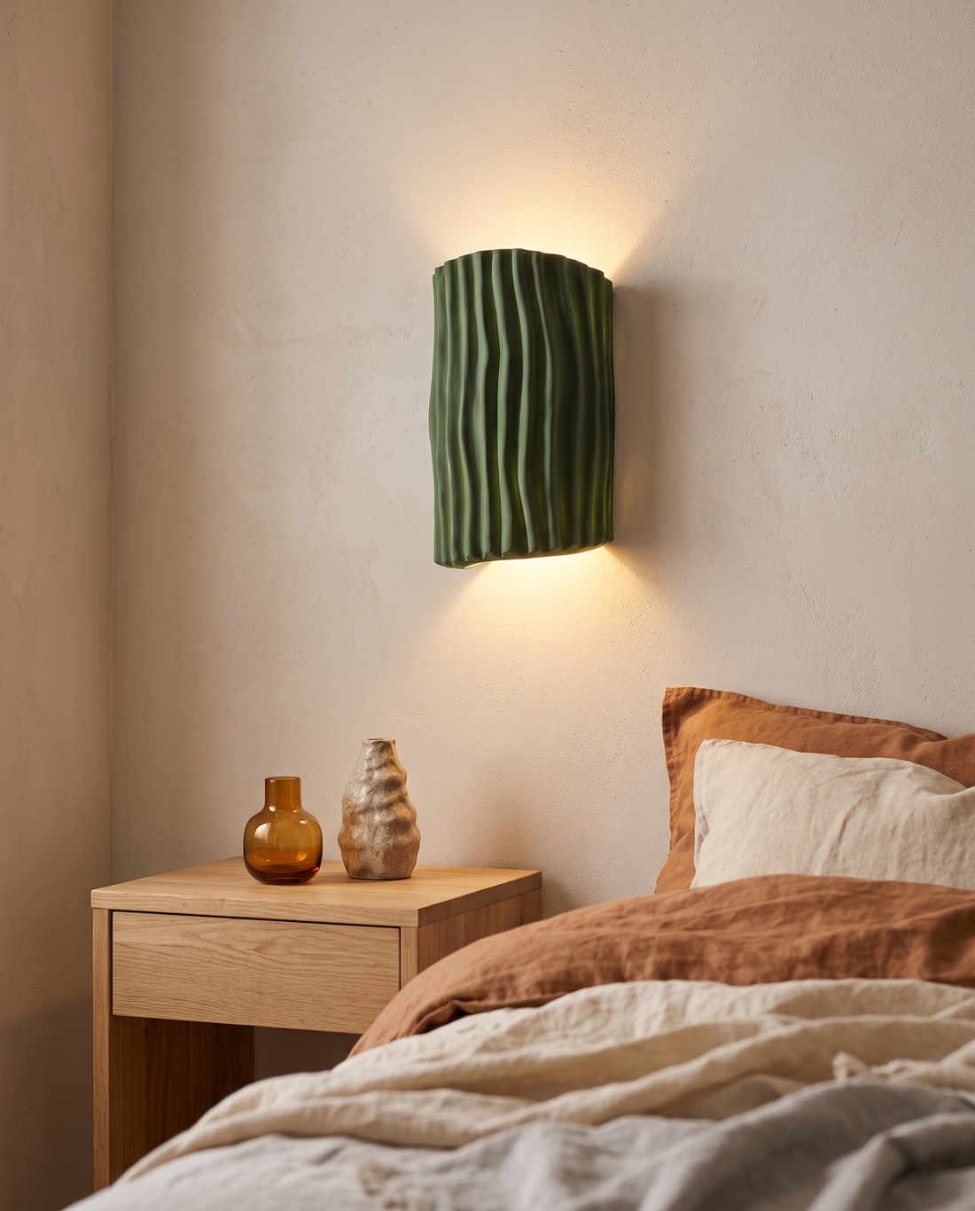 Halden Striped Wall Sconce Green - bedroom nightstand