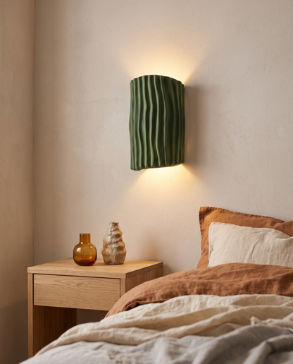 Halden Striped Wall Sconce Green - bedroom nightstand