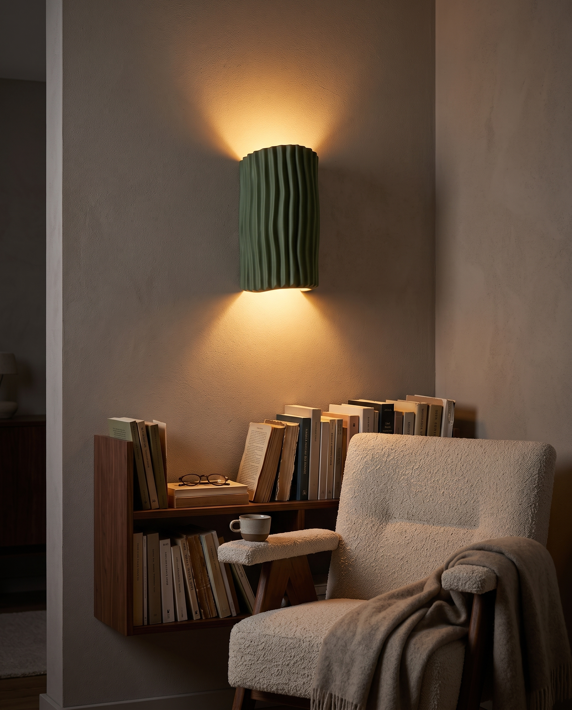 Halden Striped Wall Sconce Green - reading corner
