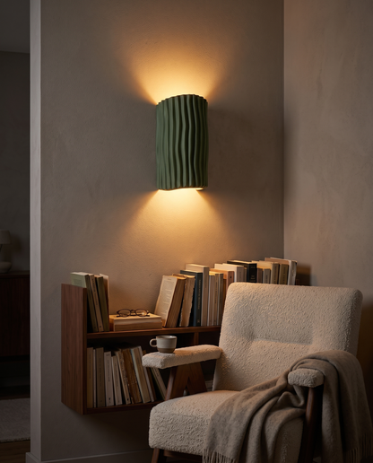Halden Striped Wall Sconce Green - reading corner