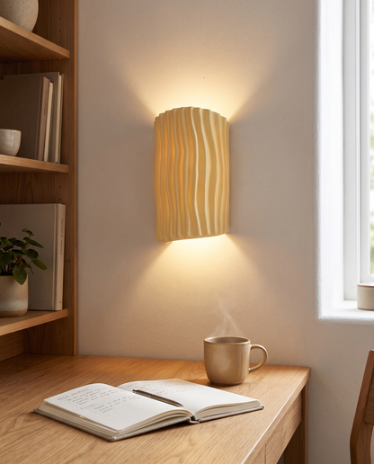 Halden Striped Wall Sconce Creamy Yellow - study desk