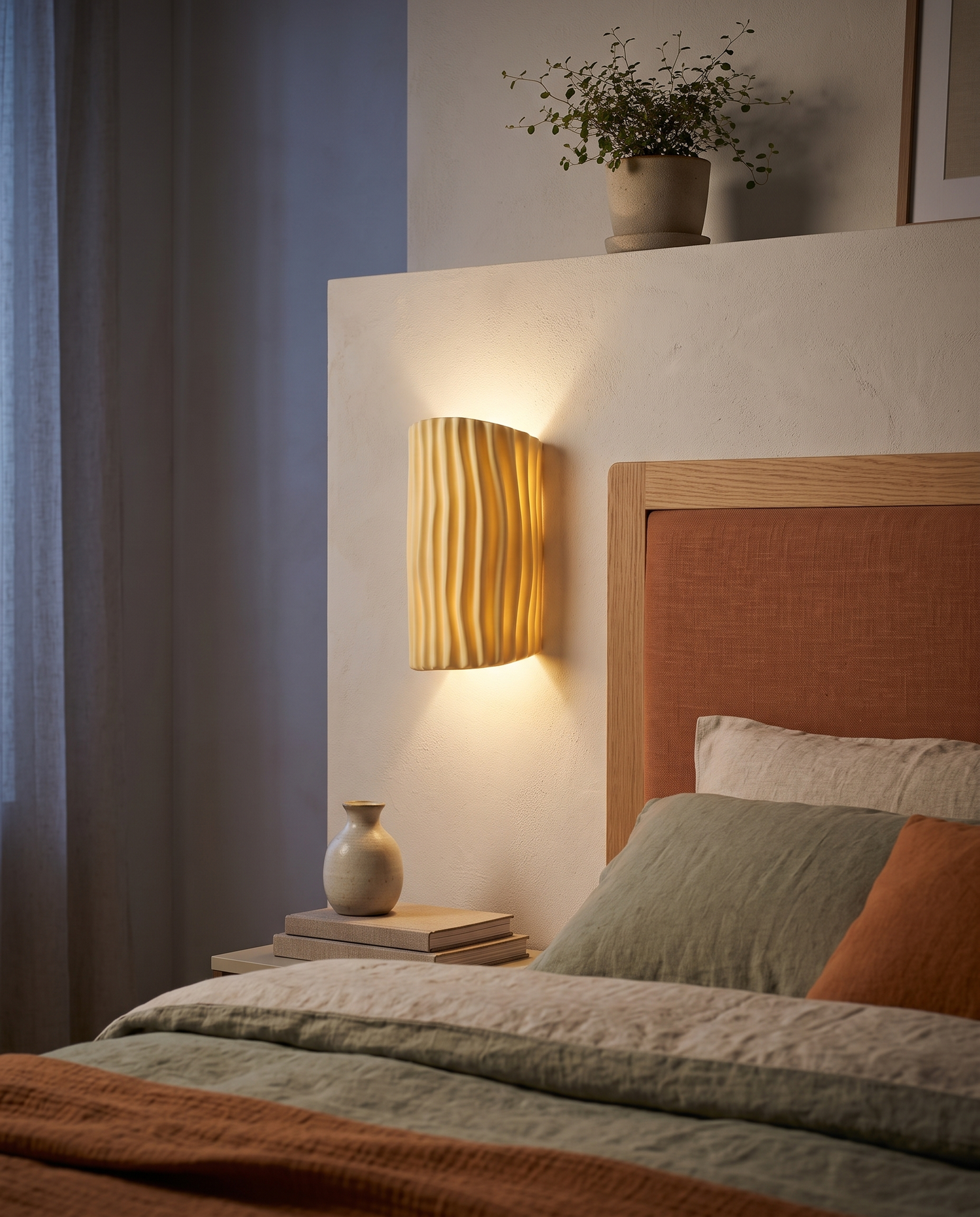 Halden Striped Wall Sconce Creamy Yellow - bedroom