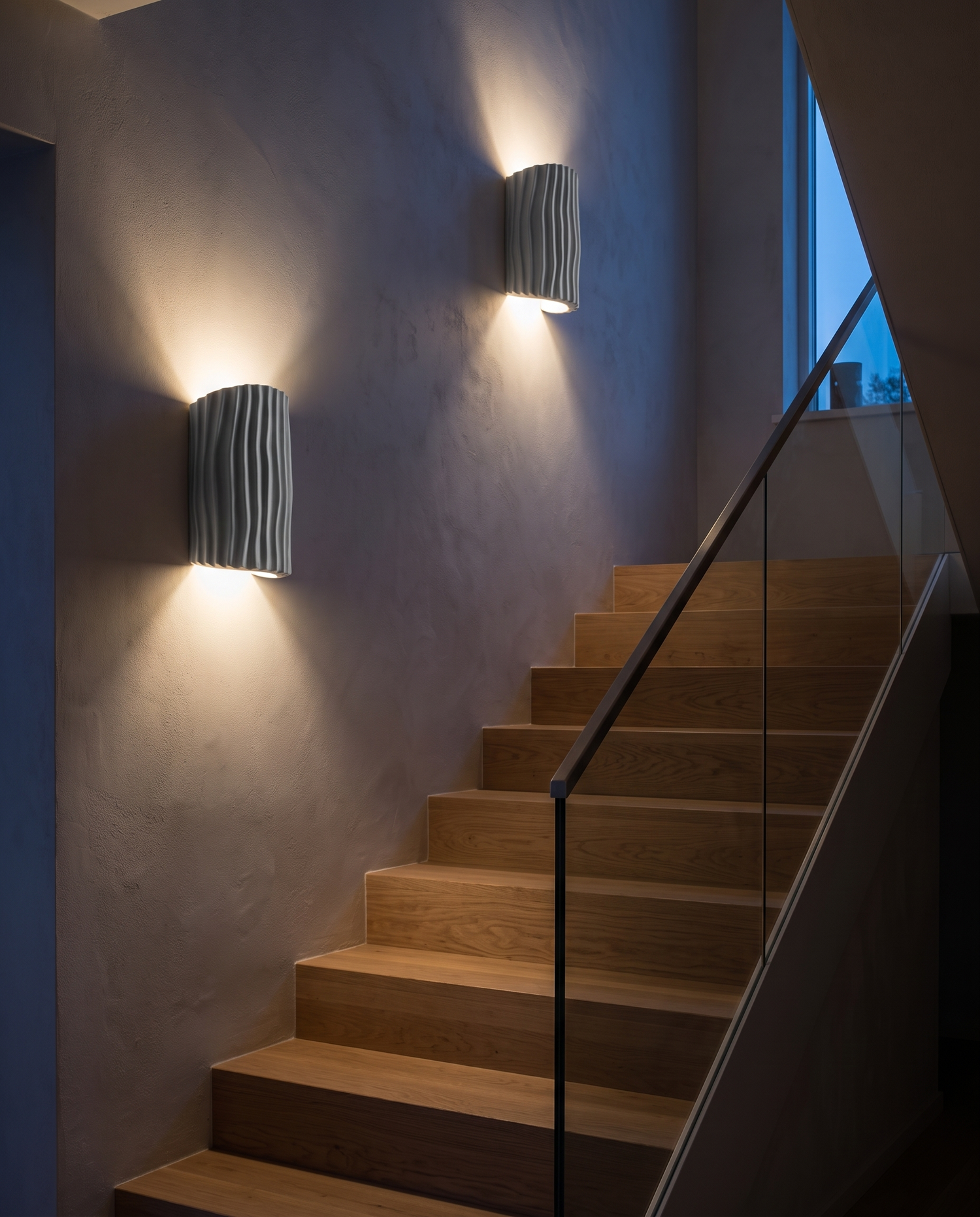 Halden Striped Wall Sconce Gray - staircase