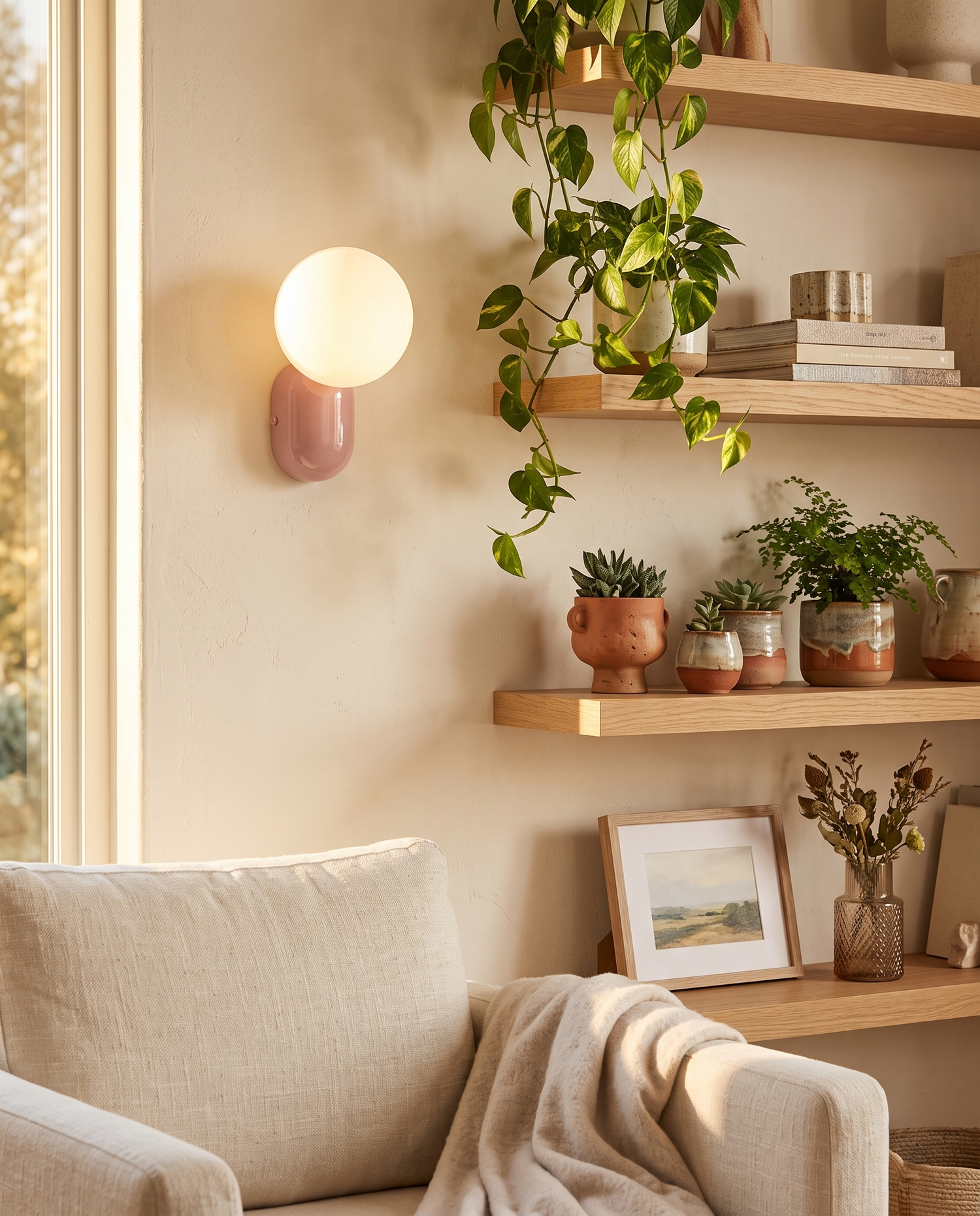 Perle Glass Wall Sconce Pink - living room