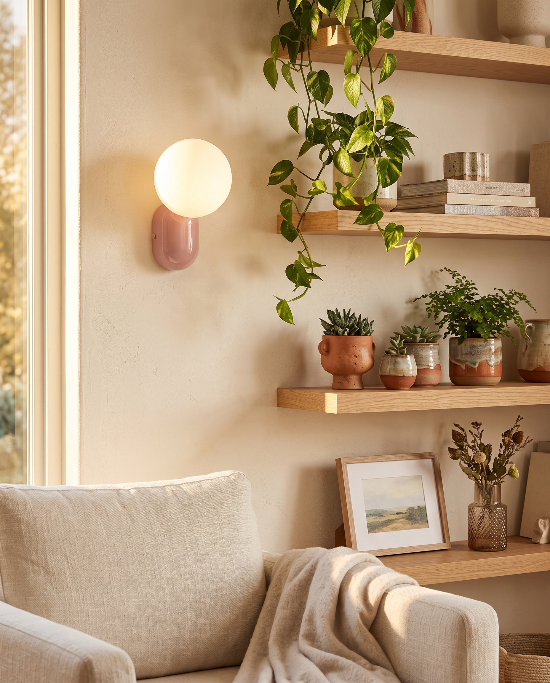 Perle Glass Wall Sconce Pink - living room
