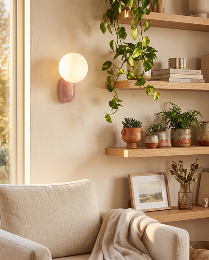 Perle Glass Wall Sconce Pink - living room