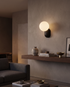 Perle Glass Wall Sconce Black - living room