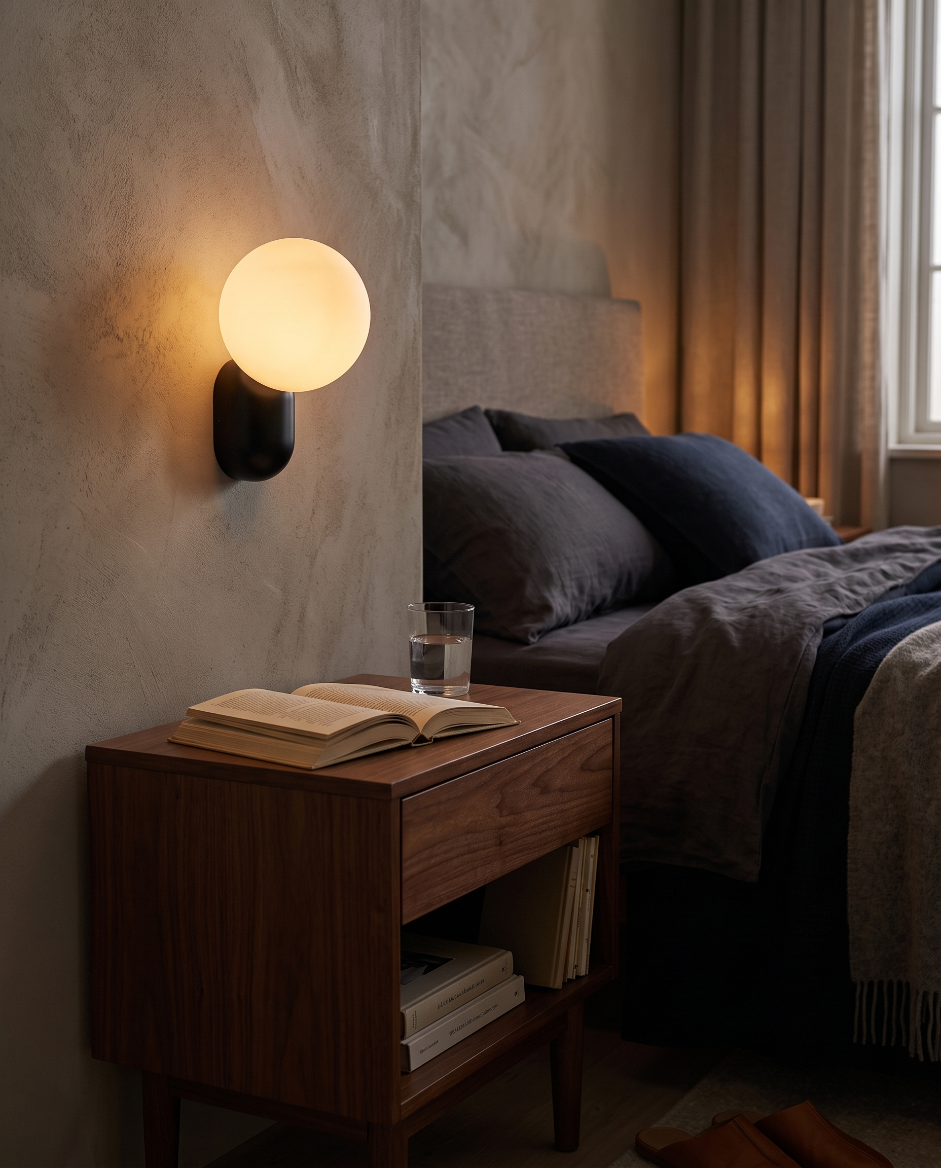 Perle Glass Wall Sconce Black - bedroom nightstand